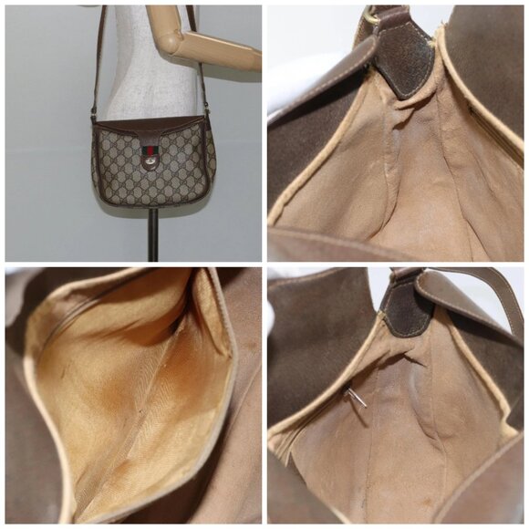 GUCCI GG Supreme Web Sherry Line Shoulder Bag PVC Leather Beige Red - Picture 15 of 15